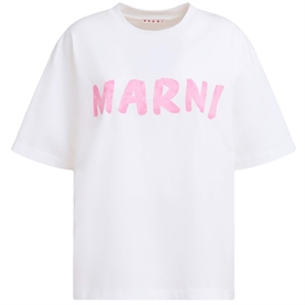 Marni Logo Organic Cotton T-shirt, Lily White